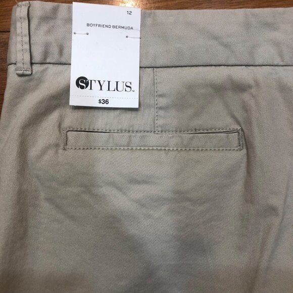 NWT Stylus Boyfriend Bermuda Western Khaki Shorts Size 12 - Picture 5 of 10